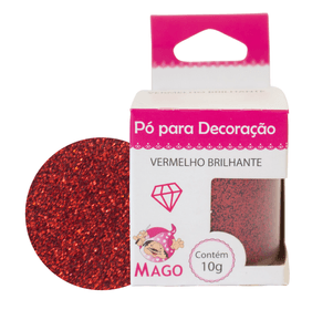 Pó Para Decoração Vermelho Brilhante Brilho 10g - Mago