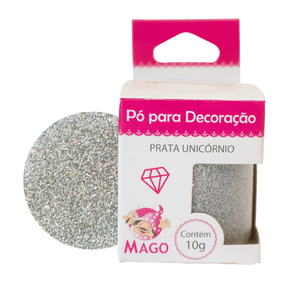 Pó Para Decoração Prata Unicórnio Brilho 10g - Mago