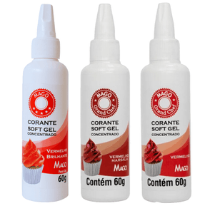 Kit  3 Corantes Soft Gel 60g - Vermelho Brilhante / Vermelho Brilhante / Vermelho